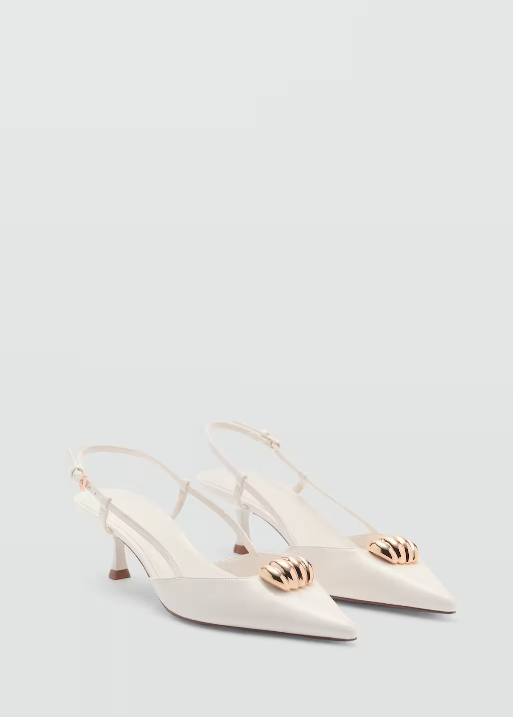 High-heeled shoes with metallic detail white - Women - 6½ - MANGO | Mango (US/MX/AU)