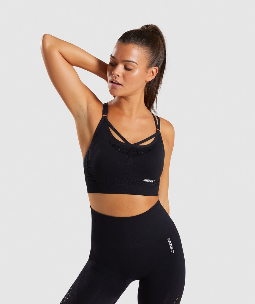 Gymshark Energy+ Seamless Sports Bra - Black | Gymshark