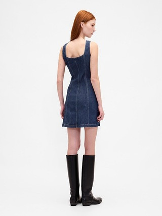 Denim Seamed Button-Front Mini Dress | Gap (US)