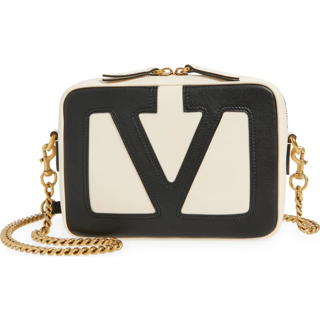 Valentino Garavani Viva Superstar Lambskin Leather Crossbody Bag in Butter White/Nero at Nordstrom | Nordstrom