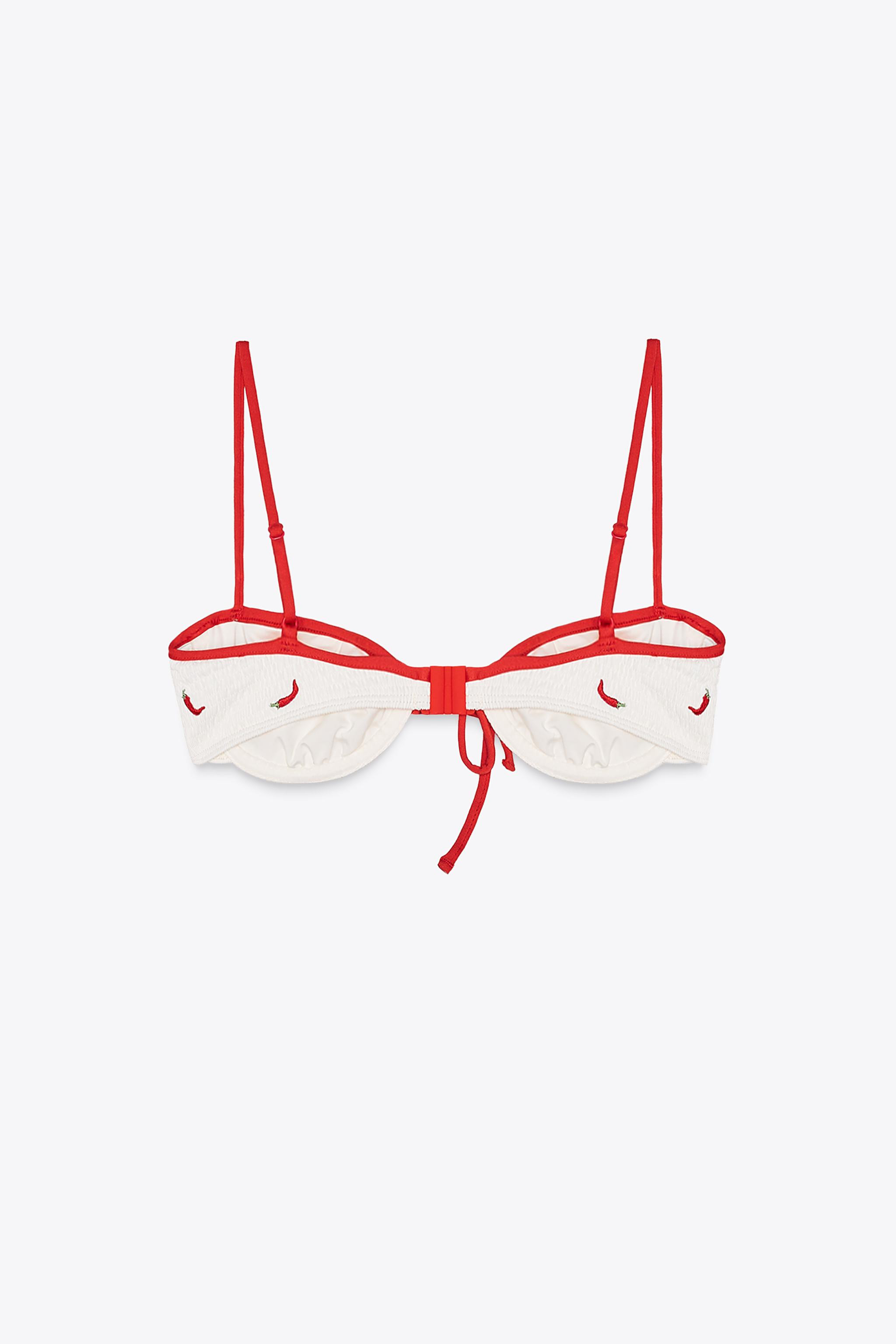 EMBROIDERED UNDERWIRE BIKINI TOP | Zara US