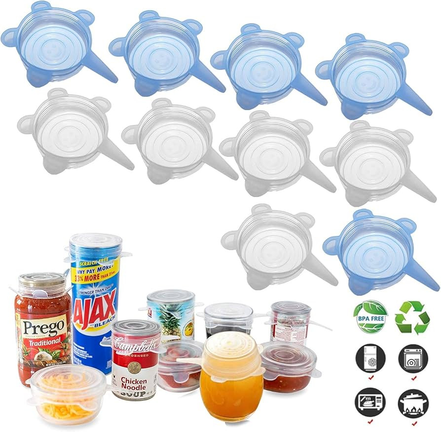 Adpartner Silicone Can Lids (10 Pack, All 2.6'' Diameter), Reusable Silicone Stretch Lids for Pet... | Amazon (US)