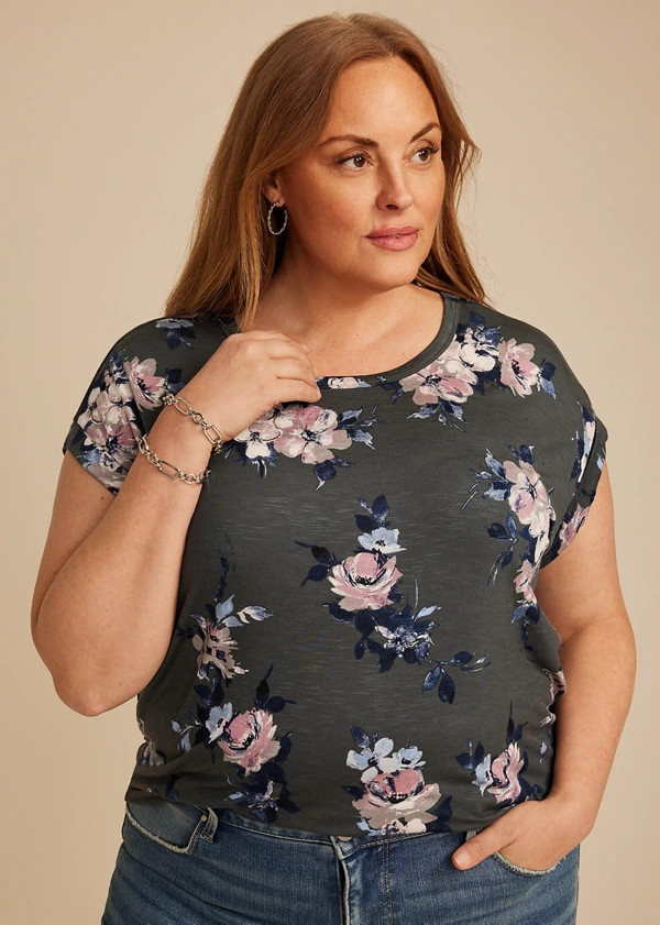 Plus Size 24/7 Floral Clara Tee | Maurices