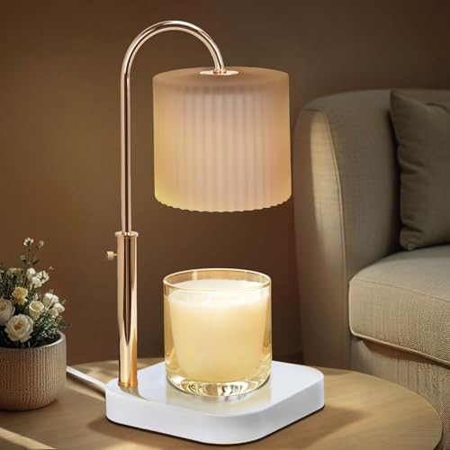 White Candle Warmer Lamp with Timer,Lamp Candle Warmer for Jar Candles,20 Gears Rotary Dimming wi... | Amazon (US)