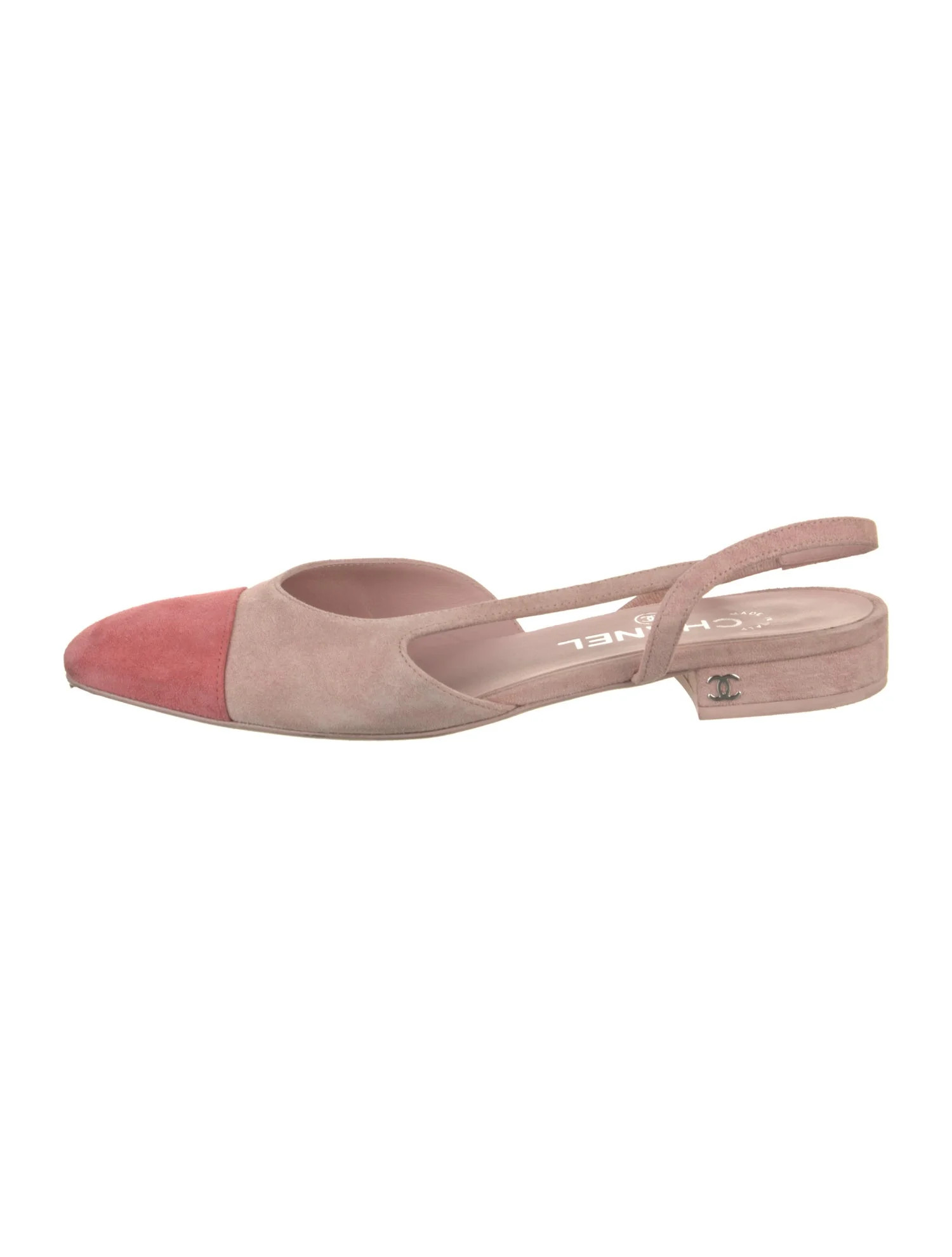 Chanel Interlocking CC Logo Suede Slingback Flats - Pink Flats, Shoes - CHA1422450 | The RealReal | The RealReal