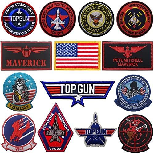 14 PCS Maverick Patches Top Gun Hook & Loop Backed Patches TopGun Embroidered Sew Patches USA US ... | Amazon (US)