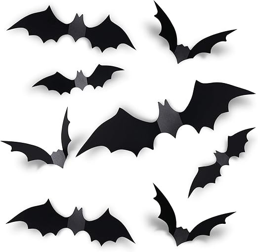 Coogam 60PCS Halloween Bats Decoration, 4 Different Sizes Realistic PVC Black 3D Scary Bat Sticke... | Amazon (US)