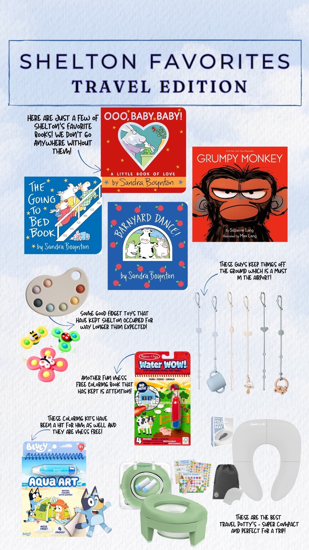 Some of our favorite travel items! 

We have to travel with books for our little guy - it’s is favorite thing ever!! 

Also included a few fidget toys that have been such a lifesaver on the plane! 

#LTKBaby #LTKKids #LTKTravel