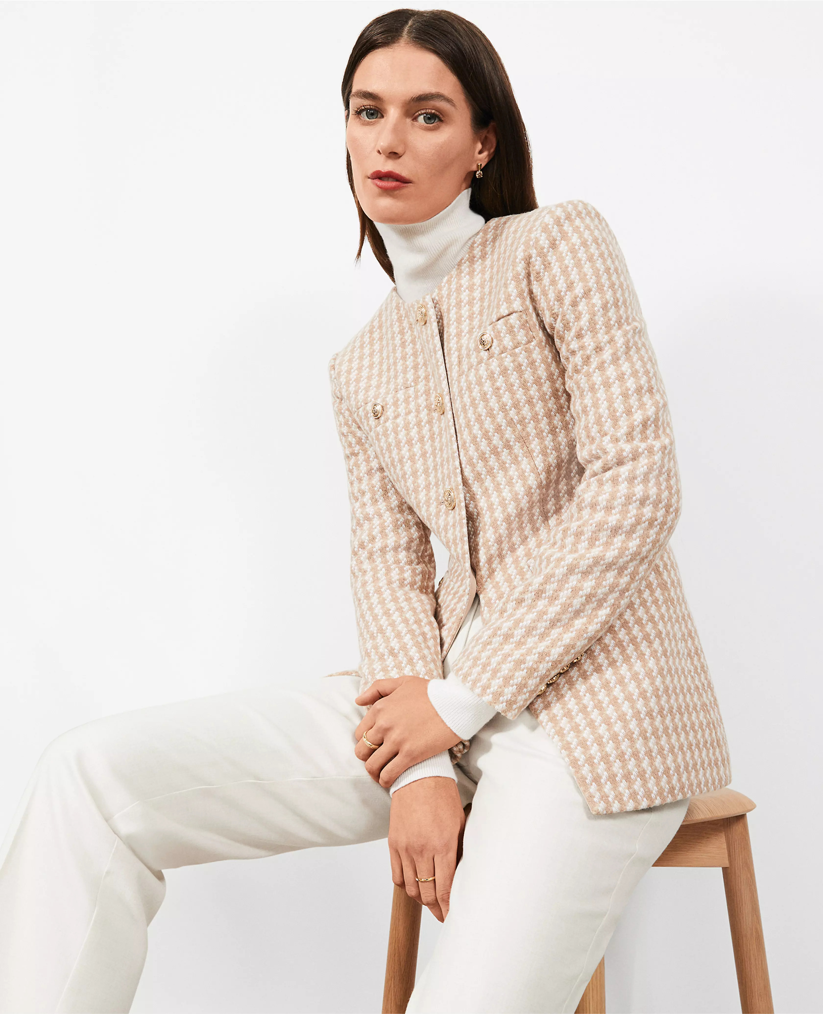 Houndstooth Tweed Jacket | Ann Taylor