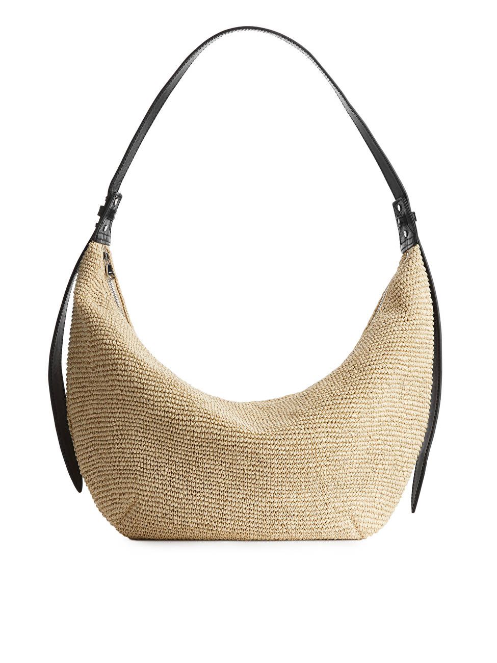 Leather-Trimmed Straw Bag | ARKET