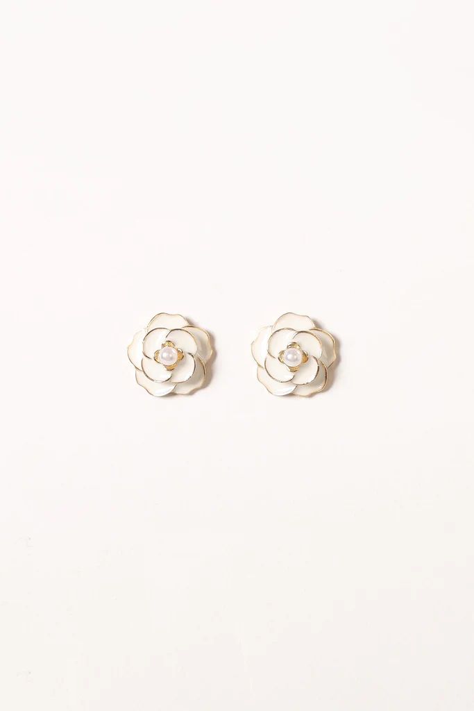 Reina Flower Earrings - Gold White | Petal & Pup (US)