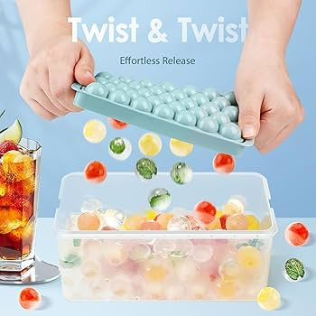 Round Ice Cube Tray with Lid & Bin Ice Ball Maker Mold for Freezer with Container Mini Circle Ice... | Amazon (US)