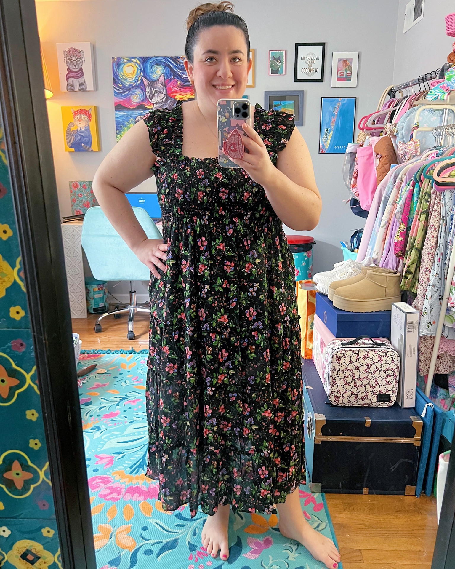 Fall berry print nap dress 🫐 fall dress, midi dress, smocked dress, cottagecore, grand Millennial style 

#LTKmidsize #LTKFind #LTKSeasonal