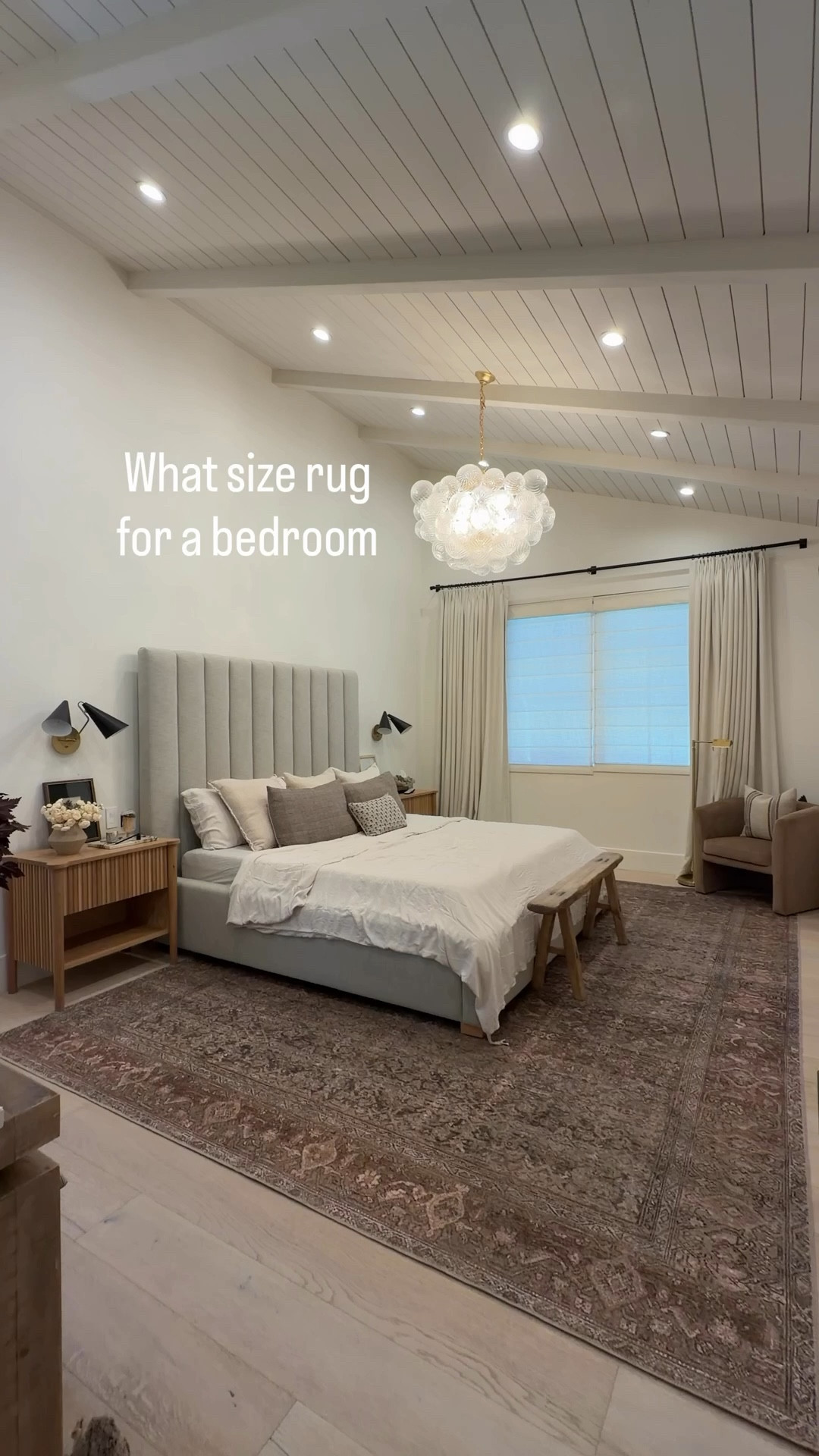 This rug ties every color in the room together without overpowering the space. The pattern is subtle but impactful, adding the contrast the room was missing. Sizing it correctly made all the difference — extending past the nightstands instantly makes the space feel larger and more elevated. This is the Rankel printed rug in 8’6x11’6” from @joonloloi 

#LTKHome #LTKSaleAlert