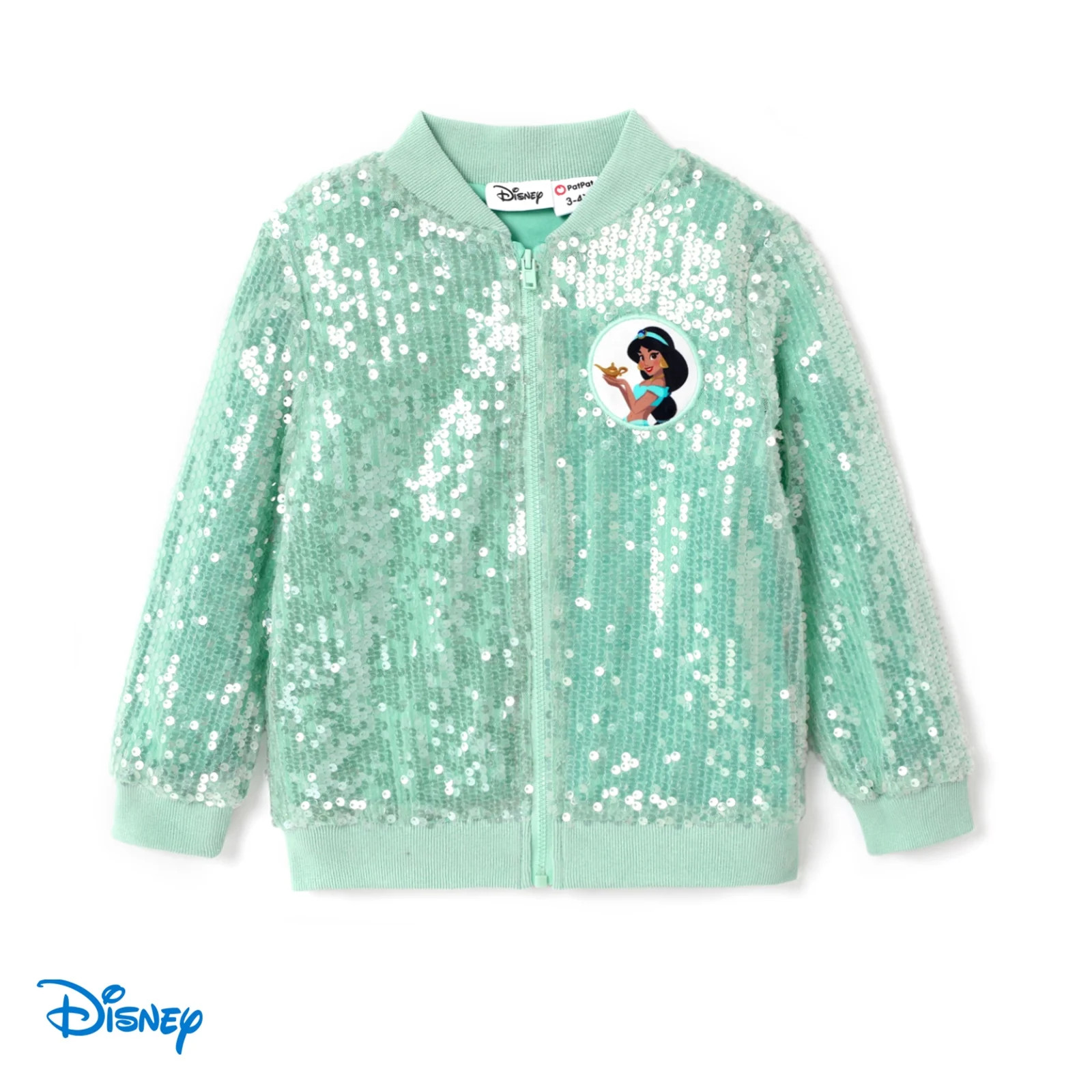 Disney Princess Toddler Girls Bomber Jacket Aurora Belle Cinderella Jasmine Sequin Zip Up Coat Ja... | Walmart (US)