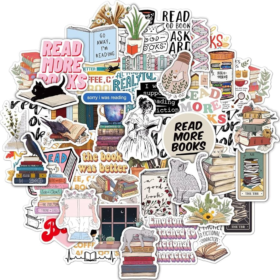 Joyppy 50 PCS Book Stickers for Kindle, Bookish Kindle Reading Stickers for Books, Water Bottles,... | Amazon (US)