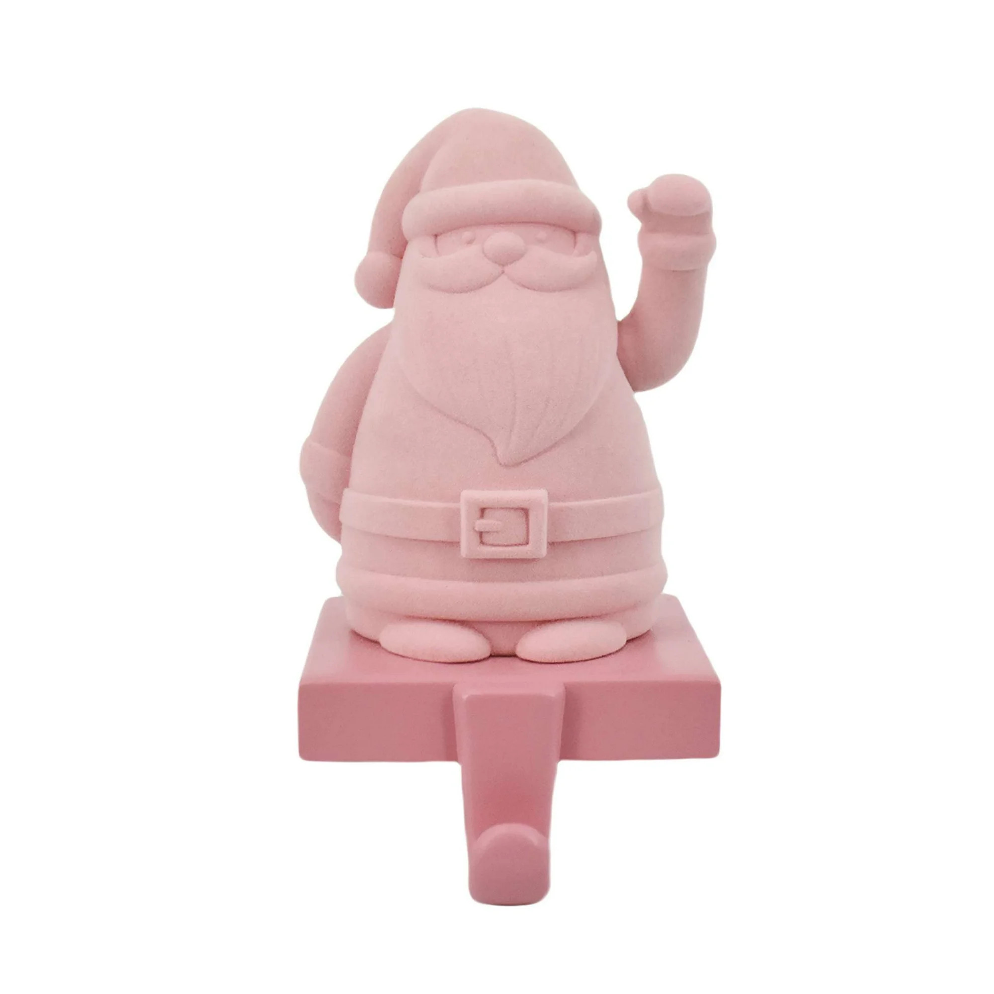 Flocked Santa with Hand Waving Function Christmas Stocking Holder, Pink, 9.5", by Holiday Time | Walmart (US)