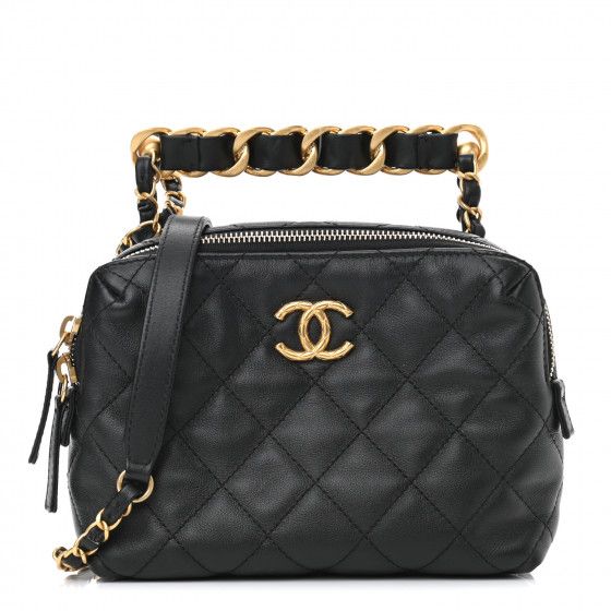 CHANEL Calfskin Quilted Mini Bowling Bag Black | FASHIONPHILE (US)