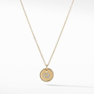 Initial Charm Necklace with Diamonds in 18K Gold | David Yurman