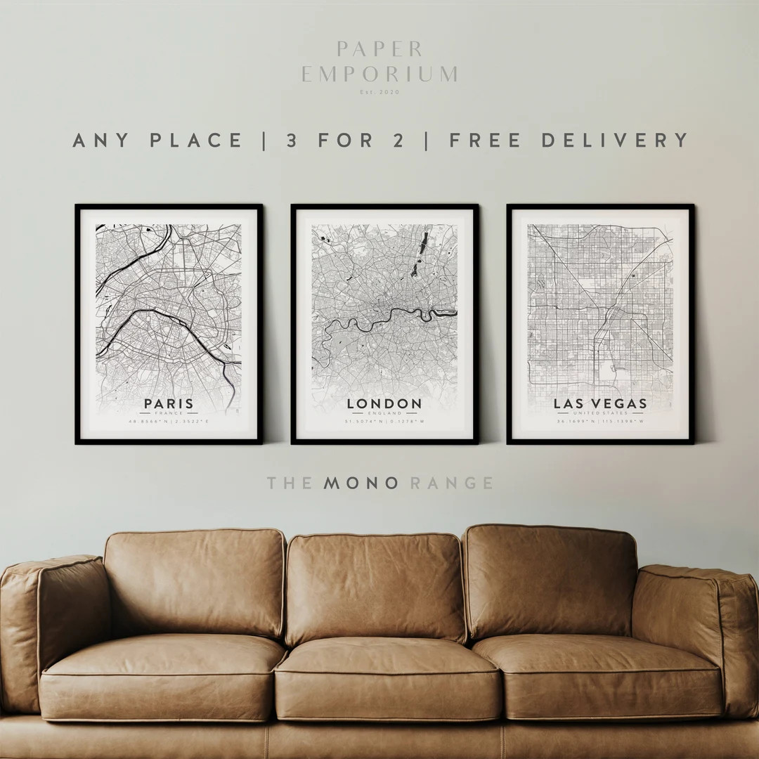 Custom Map Prints, Any Location, 3 for 2 Offer, - City Print, City Map, Map Print, Map Print, Map... | Etsy (US)