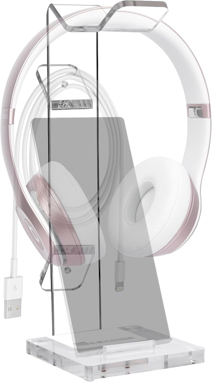GeekDigg Headphone Stand Gaming Headset Holder For Desk Cable Organizer & Cellphone Stand for All... | Amazon (US)