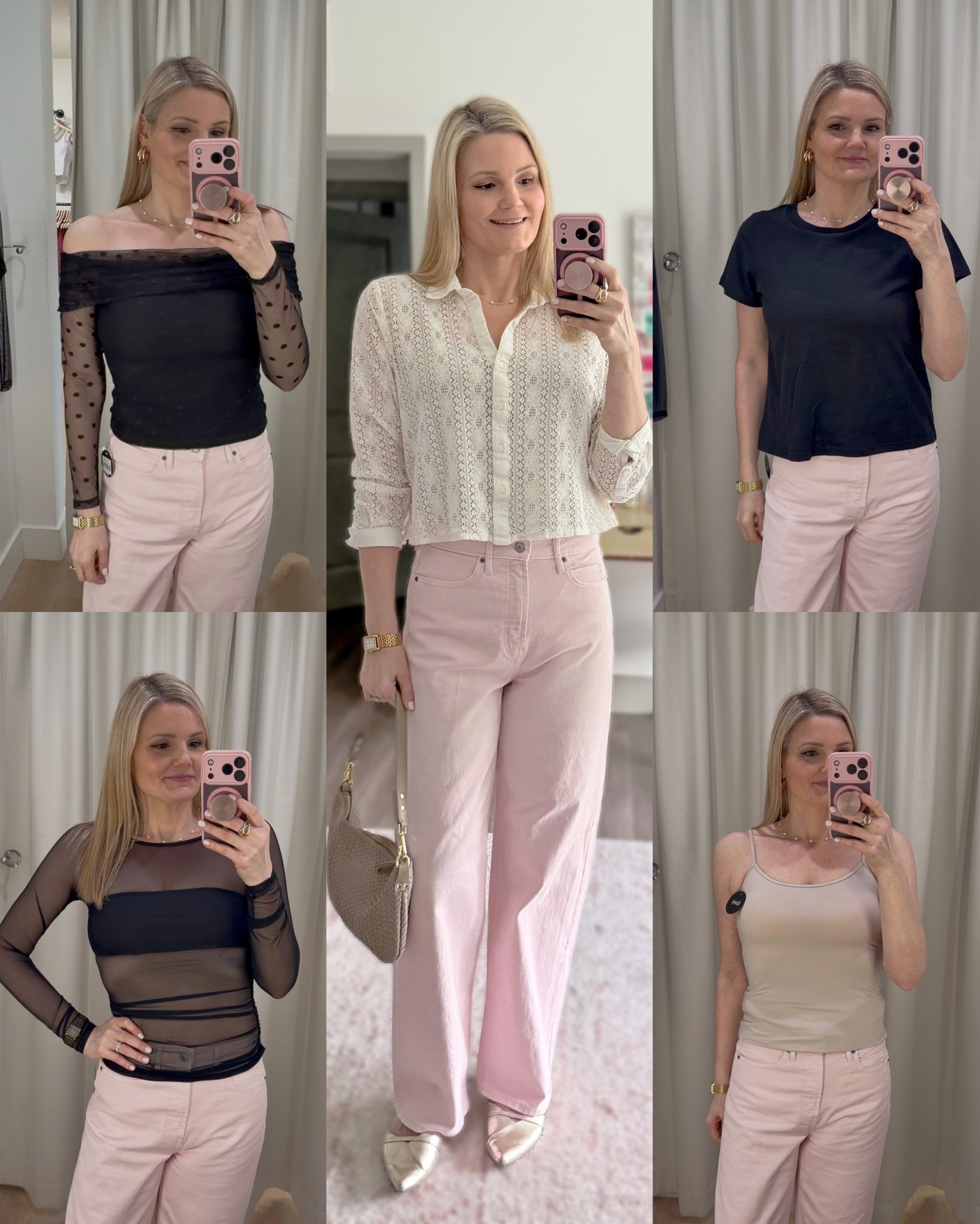What I wore on my day off work to go shopping! Pink wide leg jeans. I tried on these four built-in bra tops from Klassy Boutique  

#LTKootd #LTKstorytime #LTKdayinmylife