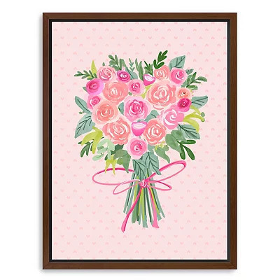 Heart Shaped Rose Bouquet Framed Canvas Art Print, White | Kirkland's Home | Kirklands