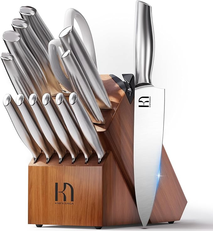 KnifeSaga Kitchen Knife Set 14 Piece Premium Japanese High Carbon Stainless Steel Knife Block Set... | Amazon (US)