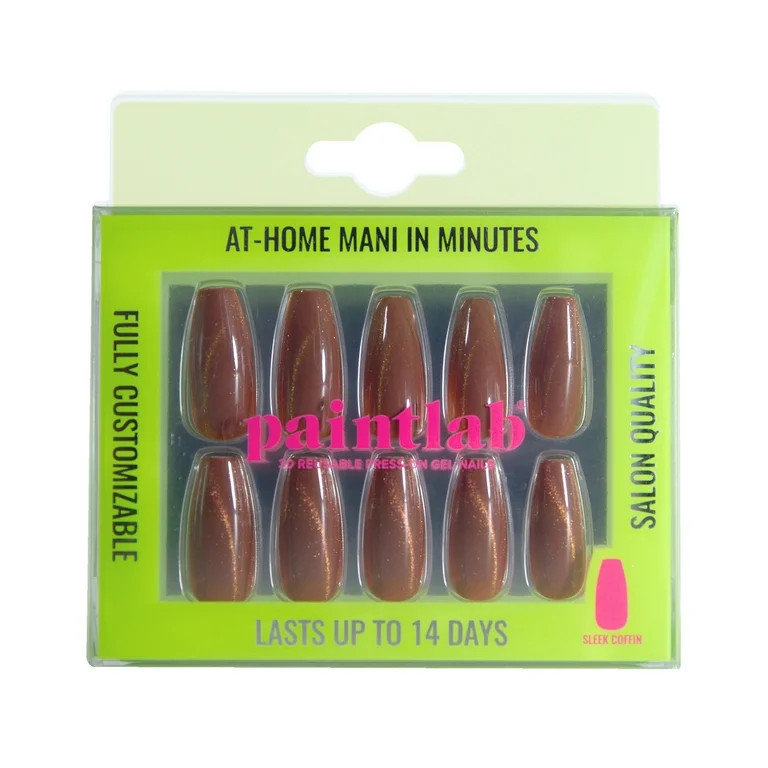 PaintLab Reusable Gel Press on Nails Kit, Chocolate Cat Eye, 30 Count - Walmart.com | Walmart (US)