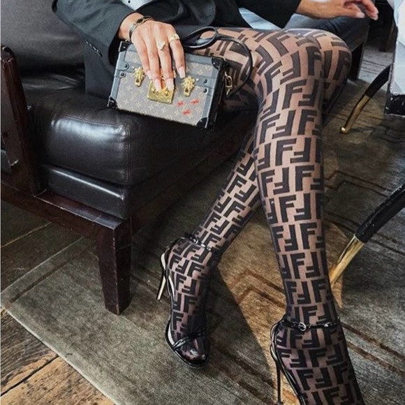 NWT Fendi Black Tights with Logo Design | Poshmark