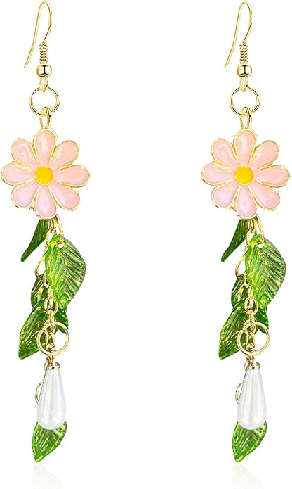 Daisy Flower Tassel Long Earring Flower Drop Dangle Earrings Statement Jewelry Bar Party for Wome... | Amazon (US)