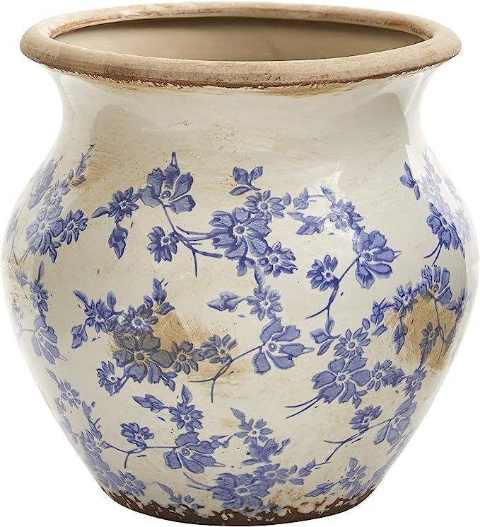 10.5in. Tuscan Ceramic Blue Scroll Urn Vase | Amazon (US)