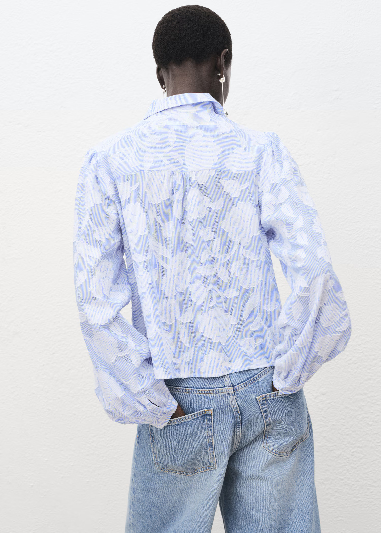 Striped shirt with embroidered details | Mango (US/MX/AU)