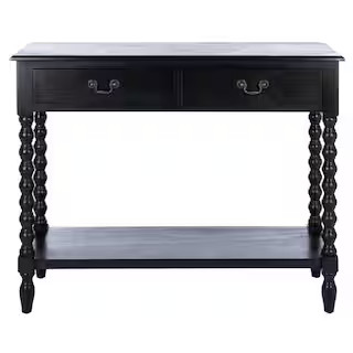 Athena 2-Drawer Black Wood Console Table | The Home Depot
