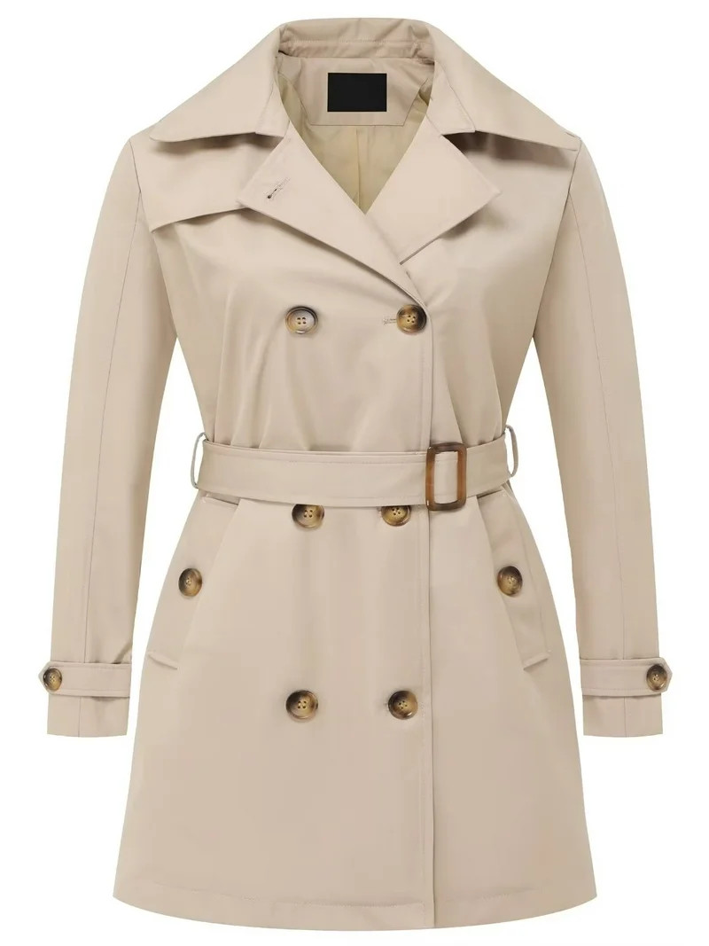Chrisuno Plus Size Coat for Women Womens Trench Coats Mid Length Dress formal Hood Belt Double Br... | Walmart (US)