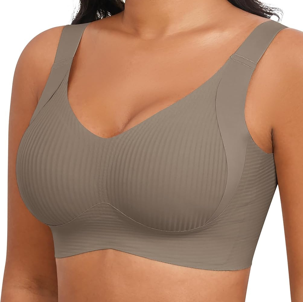 Plus Size Bras for Women No Underwire Full Coverage Everyday Bras Comfortable Wireless Padded Bra... | Amazon (US)