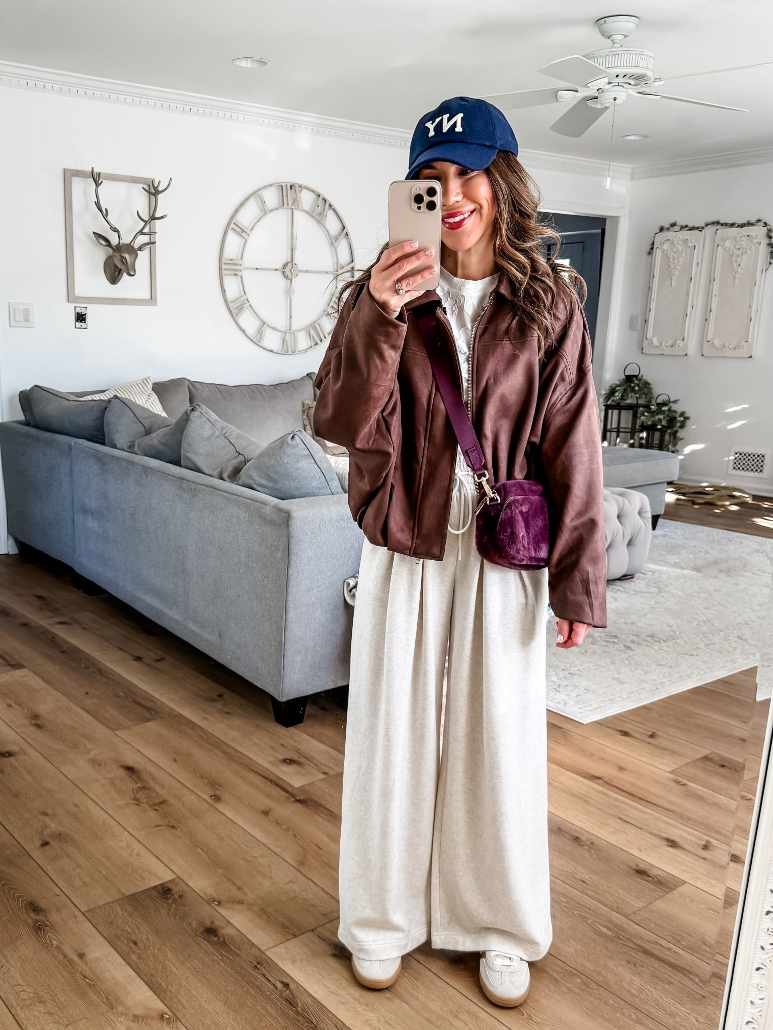 Xs petite wide leg sweatpants, small lace top, XS suede jacket. Sneaker size down.

#LTKFindsUnder50 #LTKSaleAlert #LTKPetite