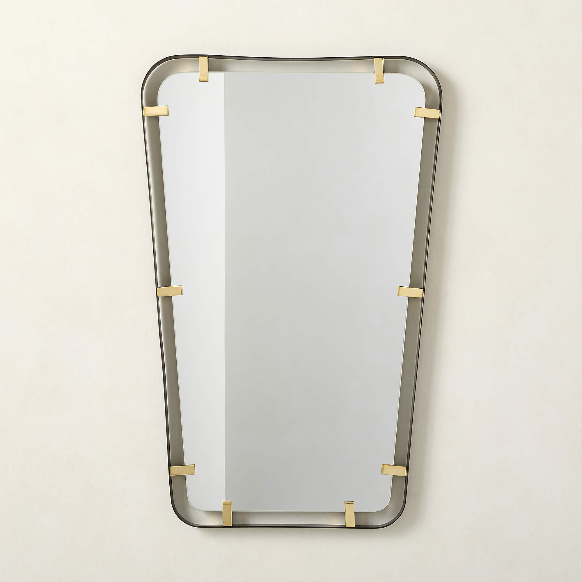 Meditor Blackened Stainless Steel and Polished Brass Rectangular Wall Mirror 23"x36" | CB2 | CB2