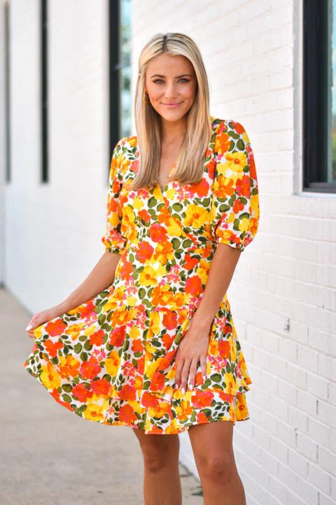 Social Hour Dress - Orange Floral | The Impeccable Pig