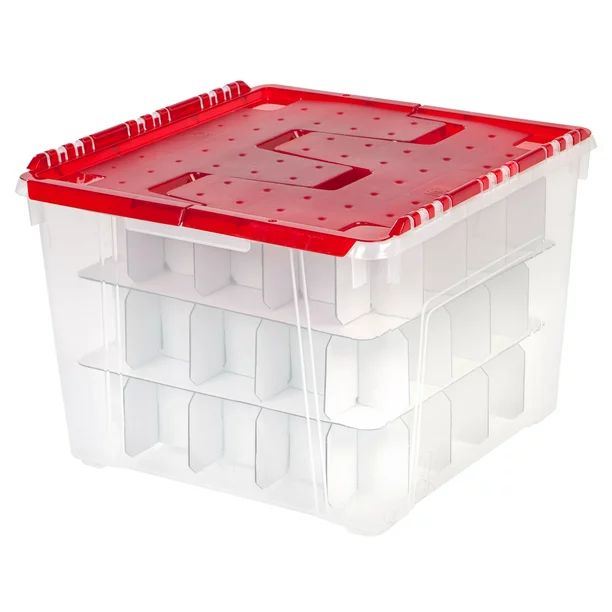 IRIS 60 Quart Holiday Wing-Lid Box with Ornament Dividers, 2 Pack, Red - Walmart.com | Walmart (US)