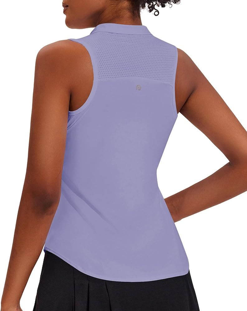 PINSPARK Women Golf Shirts Sleeveless UPF 50+ Tennis Polo Shirts 1/4 Zip Racerback Tank Tops Quic... | Amazon (US)
