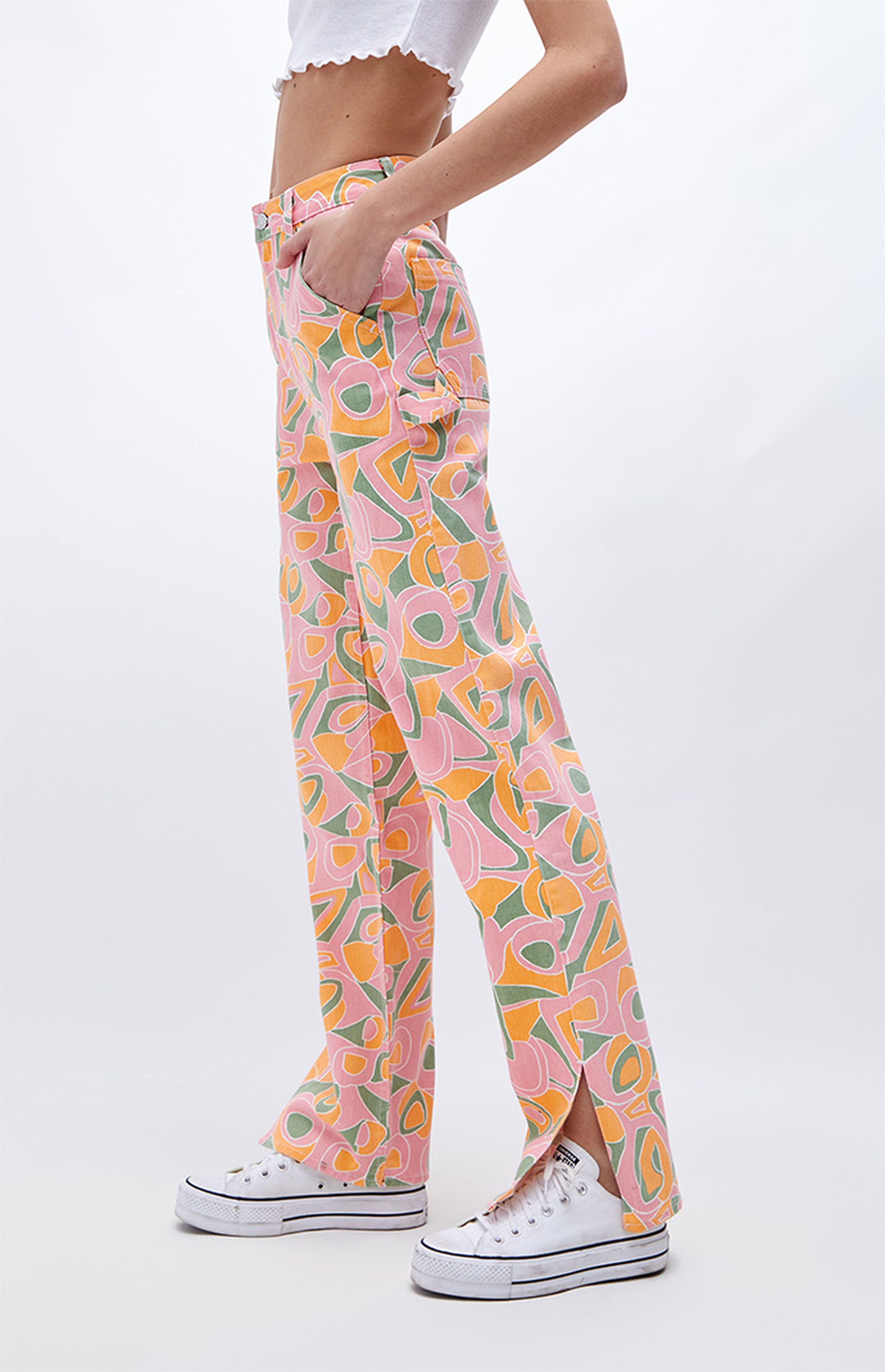 PacSun Geometric Print Split Boyfriend Carpenter Pants | PacSun | PacSun