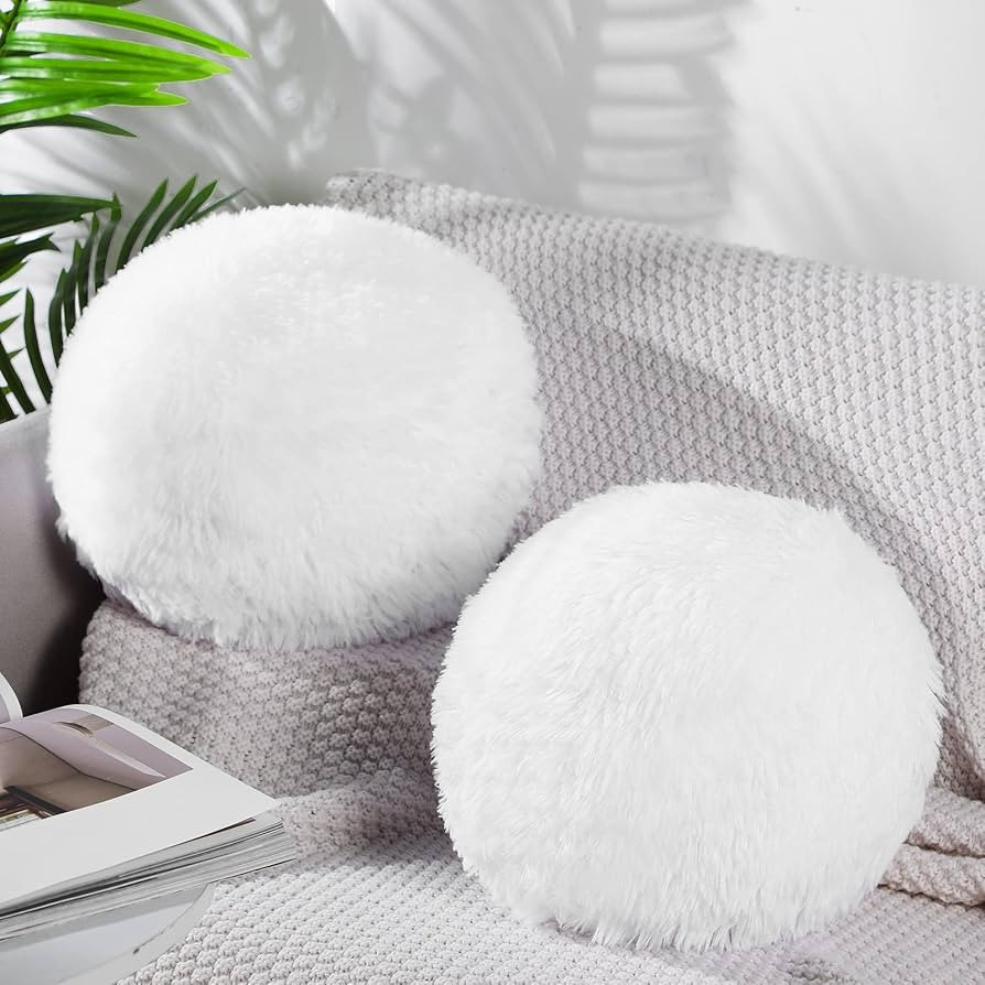 2 Pieces Round Plush Ball Throw Pillow Soft Circle Decorative Spherical Fuzzy Pillows 10 Inch for... | Amazon (US)