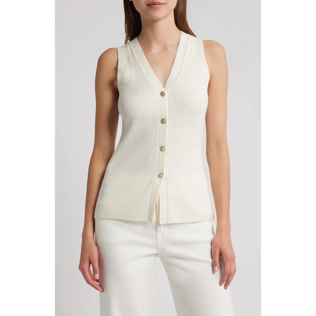 Rails Tatia Rib Button-Up Vest in Ecru at Nordstrom Rack, Size Large | Nordstrom Rack