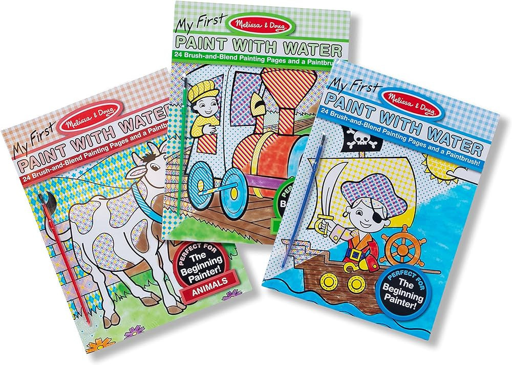 Melissa & Doug My First Paint With Water Activity Books Set - Animals, Vehicles, and Pirates - Pa... | Amazon (US)