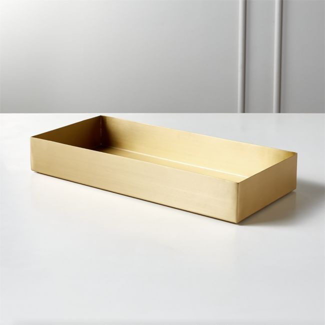 Elton Brushed Brass Vanity Tray | CB2