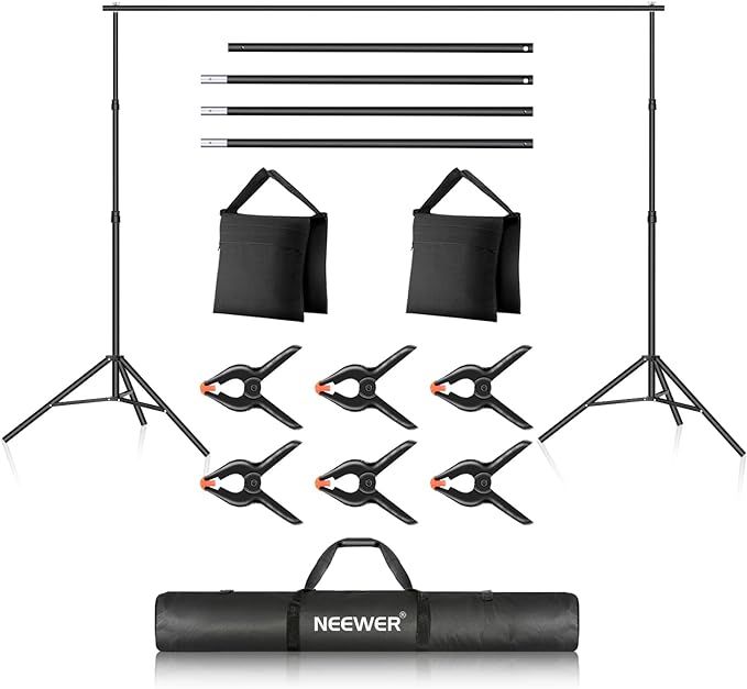Neewer Photo Studio Backdrop Support System, 10ft/3m Wide 7ft/2.1m High Adjustable Background Sta... | Amazon (US)