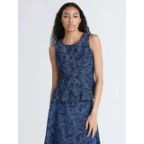 Free Assembly Women's Jacquard Cotton Panel Peplum Top, Sizes S-XXL | Walmart (US)