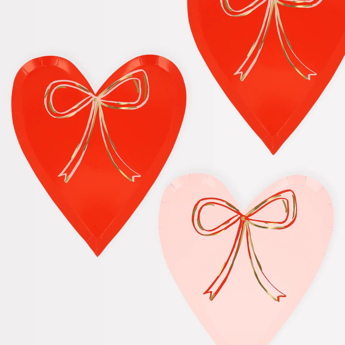 Heart With Bow Plates (x 8) | Meri Meri