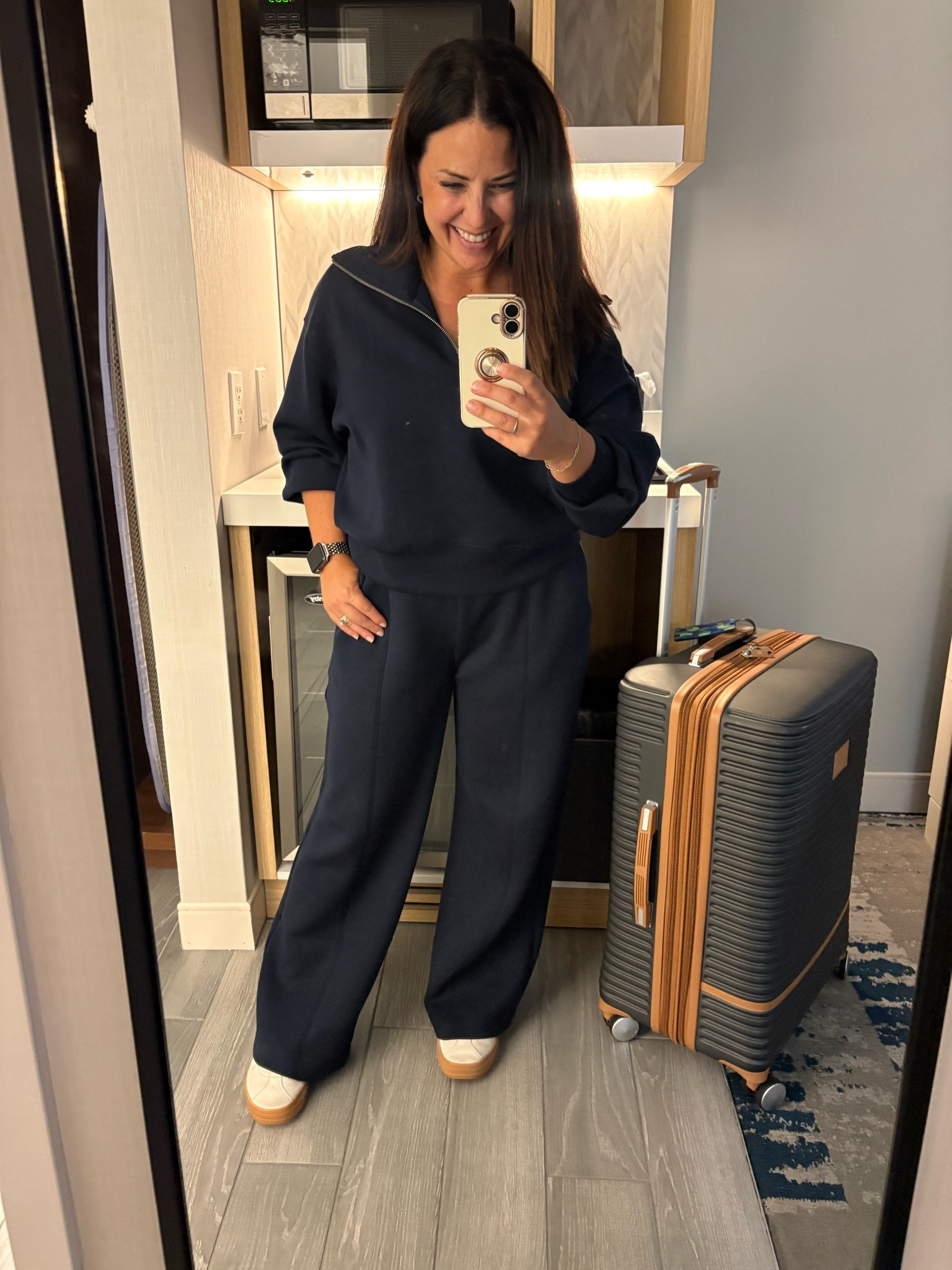 Washington DC bound 🇺🇸✈️ Traveled all day with my 8th graders in the coziest, comfiest two-piece set! Perfect for a long travel day and so cute once we arrived. I’m wearing a small petite. Linking the set, suitcase & sneakers! 🧳👟

#TravelOutfit #PetiteStyle #TeacherStyle #ComfyStyle #WashingtonDC

#LTKPetite #LTKTravel #LTKdayinmylife